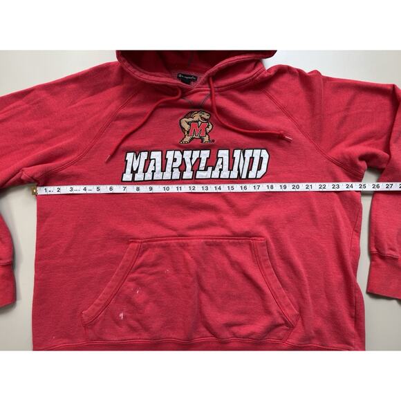 Champion Mens University Of Maryland Terps XL Red Embroidered Logo Hoodie - Picture 3 of 13